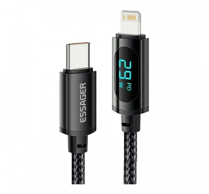 Дата кабель USB-C to Lightning 1.0m 29W LED black Essager (EXCTL-XY01-P)