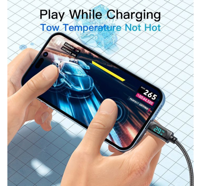 Дата кабель USB-C to Lightning 1.0m 29W LED black Essager (EXCTL-XY01-P)