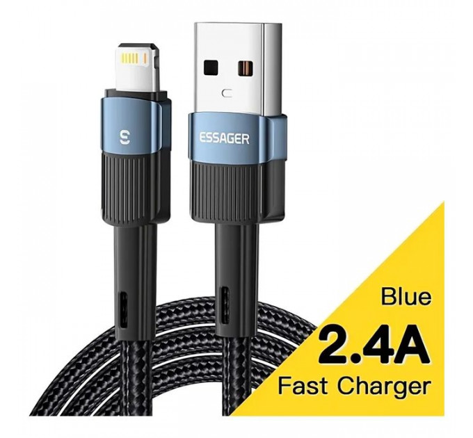 Дата кабель USB 2.0 AM to Lightning 2.0m 2.4A blue Essager (EXCL-XCA03)
