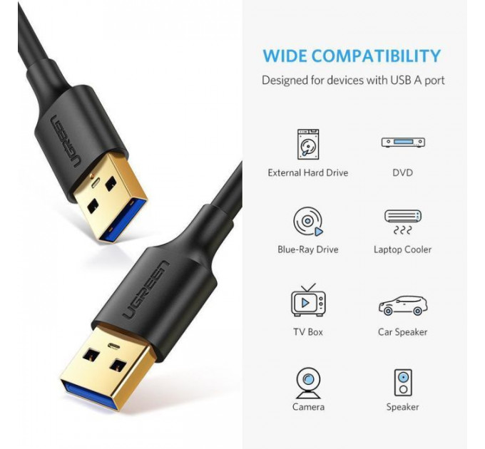 Дата кабель USB 3.0 AM\/AM 1.0m US128 black Ugreen (10370)
