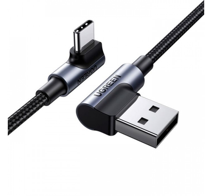 Дата кабеля USB 2.0 AM to USB-C 3.0m 3A 90° corner US176 black Ugreen (70875)