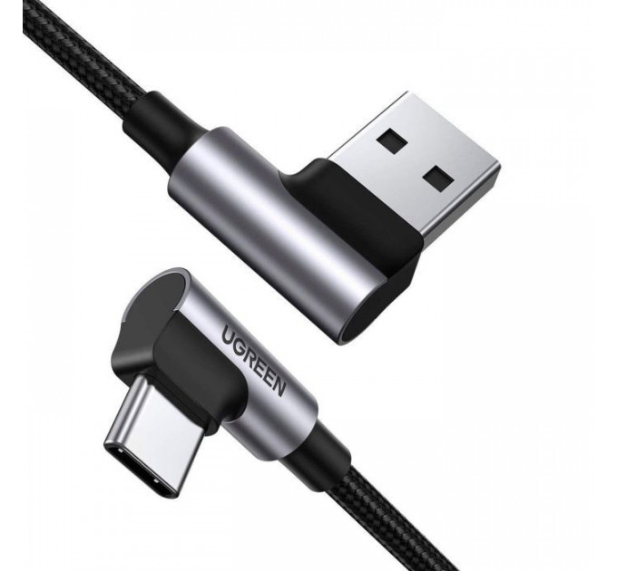 Дата кабеля USB 2.0 AM to USB-C 3.0m 3A 90° corner US176 black Ugreen (70875)