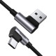 Дата кабеля USB 2.0 AM to USB-C 3.0m 3A 90° corner US176 black Ugreen (70875)