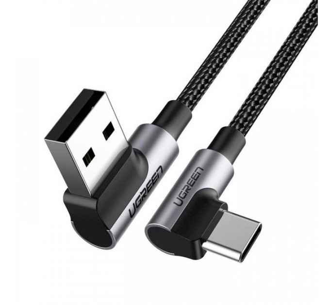 Дата кабеля USB 2.0 AM to USB-C 3.0m 3A 90° corner US176 black Ugreen (70875)