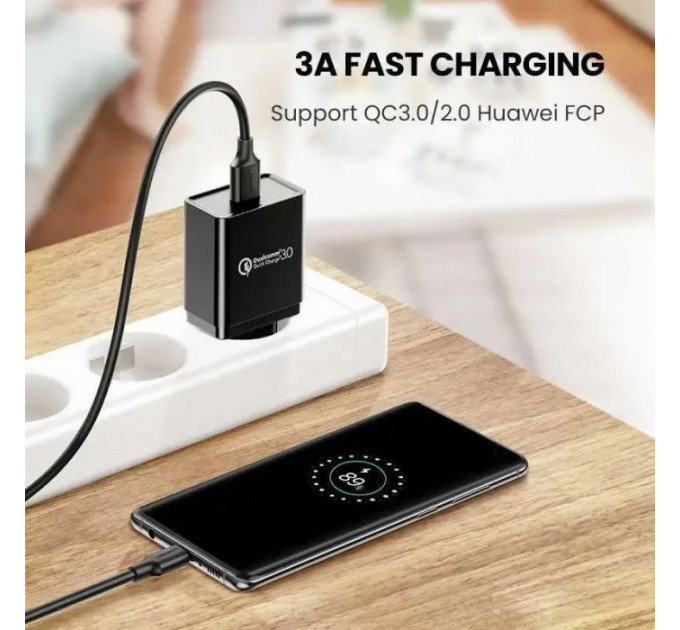 Дата кабель USB 3.0 AM to USB-C 1.5m 3A US184 black Ugreen (20883)