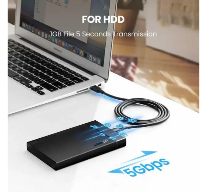 Дата кабель USB 3.0 AM to USB-C 1.5m 3A US184 black Ugreen (20883)