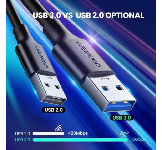 Дата кабель USB 3.0 AM to USB-C 1.5m 3A US184 black Ugreen (20883)