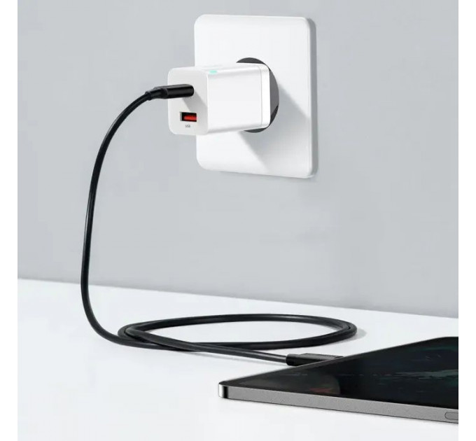 Зарядний пристрій Baseus 1xUSB-C 30W + 1xUSB white (CCSUPP-E02)