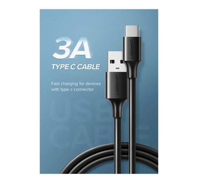 Дата кабеля USB 2.0 AM to USB-C 0.25m 3A US287 black Ugreen (60114)
