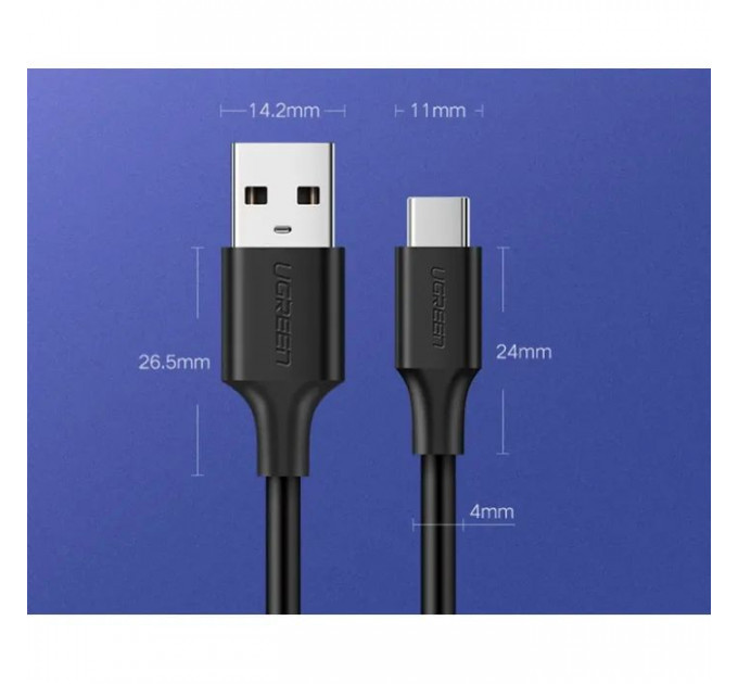 Дата кабеля USB 2.0 AM to USB-C 0.25m 3A US287 black Ugreen (60114)