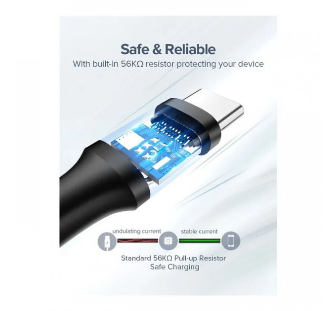 Дата кабеля USB 2.0 AM to USB-C 0.25m 3A US287 black Ugreen (60114)