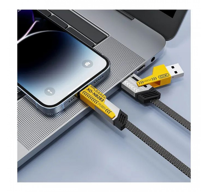 Дата кабель USB-C + USB A to USB-C + Lightning XO (NB283-CAI.gray)