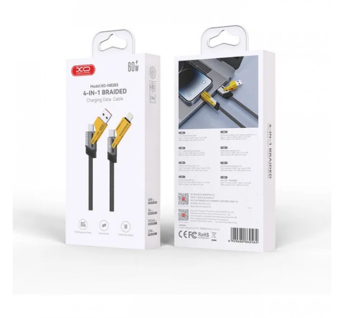 Дата кабель USB-C + USB A to USB-C + Lightning XO (NB283-CAI.gray)