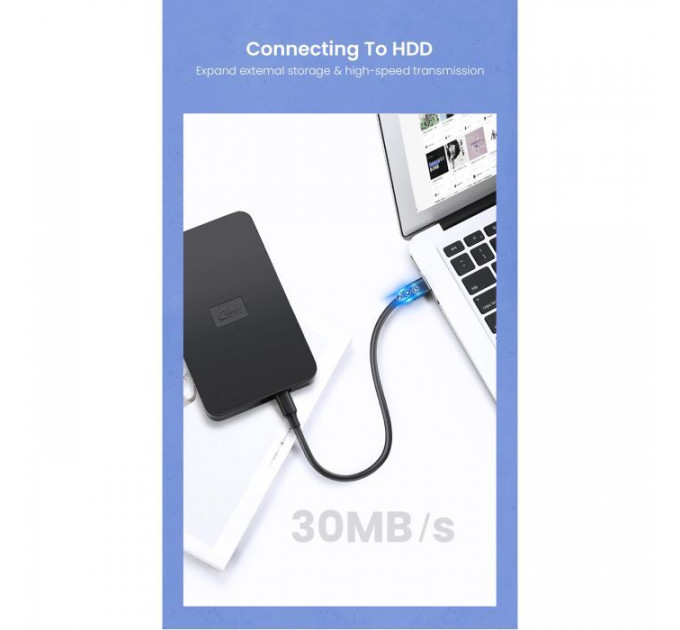 Дата кабель USB 2.0 AM to Mini 5P 0.5m black Ugreen (10354)