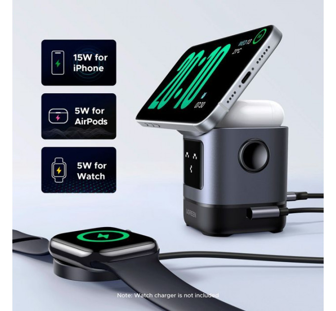 Зарядное устройство для Ugreen 2-in-1 wireless iPhone + AirPods W709 gray (45775)