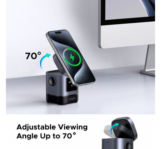 Зарядное устройство для Ugreen 2-in-1 wireless iPhone + AirPods W709 gray (45775)