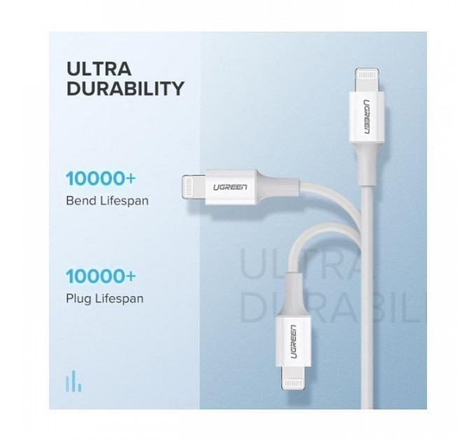 Дата кабель USB-C to Lightning 1.0m 3A US171 white Ugreen (10493)