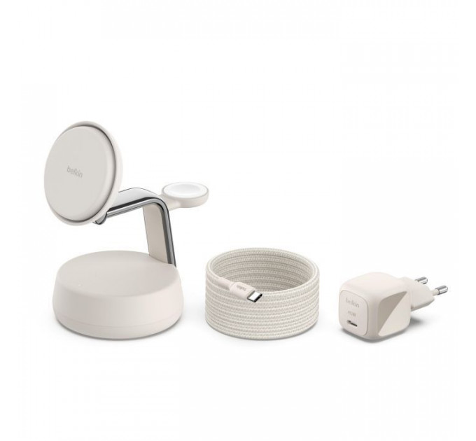 Зарядний пристрій Belkin UltraCharge Pro Wireless 3-in-1 25W sand (WIZ040KQSD)