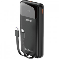 Батарея універсальна Dudao K15Pro 20000mAh PD\/22.5W, QC, with built-in cables, Black (6977196682430)