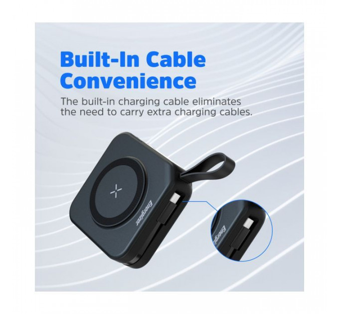 Батарея універсальна Energizer Magnetic Wireless 10000mAh 20W PD, AC зарядка, QI\/15W, built-in USB-C (QM10001AC)