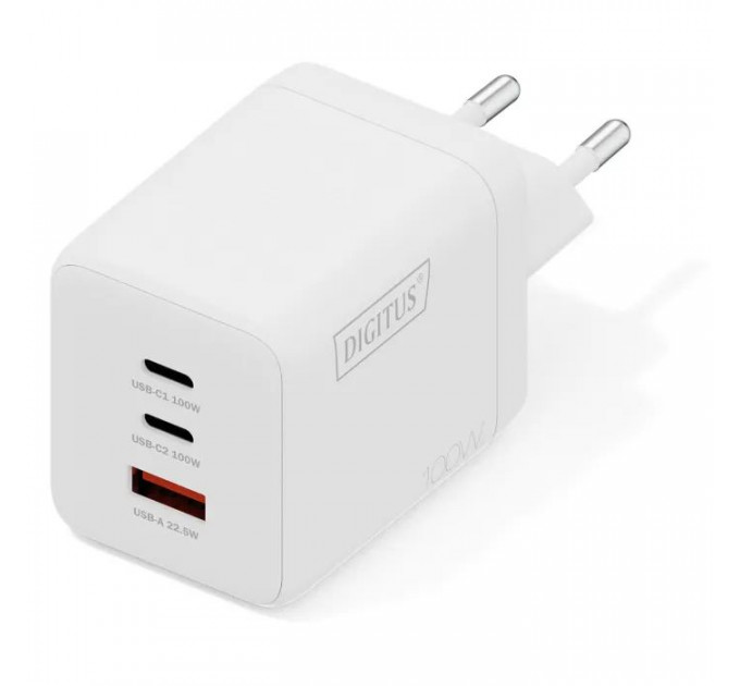 Зарядний пристрій Digitus 2xUSB-C + 1xUSB-A GaN 100W (DA-10304)