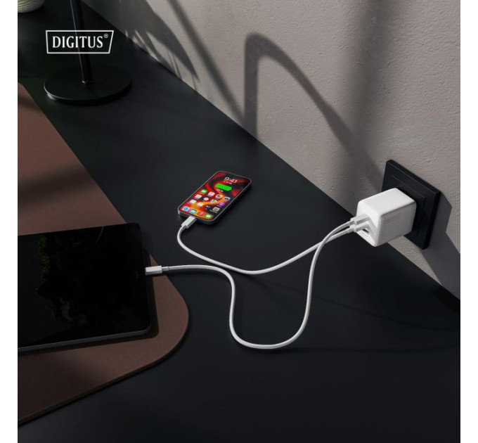Зарядний пристрій Digitus 2xUSB-C + 1xUSB-A GaN 100W (DA-10304)