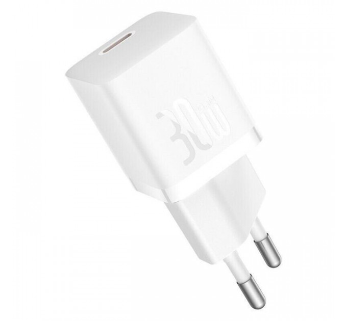 Зарядний пристрій Baseus 1xUSB-C 30W GaN5 white (CCGN070502)