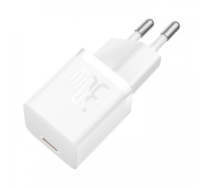 Зарядний пристрій Baseus 1xUSB-C 30W GaN5 white (CCGN070502)