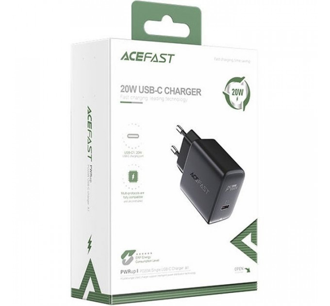 Зарядний пристрій Acefast 1xUSB-C PD20W A1 black (6974316280033)