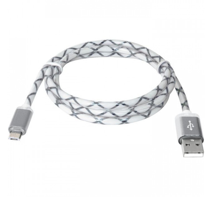 Дата кабель USB 2.0 AM to Micro 5P 1.0m GrayLED backlight Defender (87554)