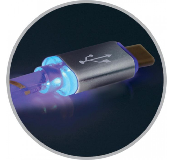 Дата кабель USB 2.0 AM to Micro 5P 1.0m GrayLED backlight Defender (87554)