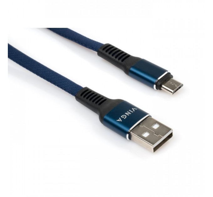 Дата кабель USB 2.0 AM to Micro 5P 1m flat nylon blue Vinga (VCPDCMFNB1B) Дата кабель USB 2.0 AM to Micro 5P 1m flat nylon blue Vinga (VCPDCMFNB1B)