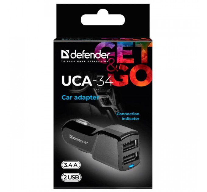 Зарядний пристрій Defender UCA-34 2xUSB, 5V \/ 3.4A (83834)