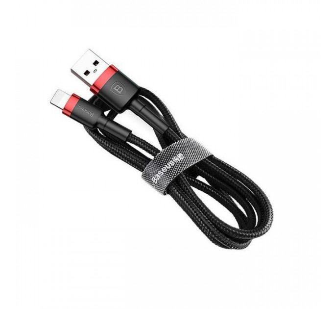 Дата кабель USB 2.0 AM to Lightning 0.5m Cafule 2.4A red+black Baseus (CALKLF-A19)