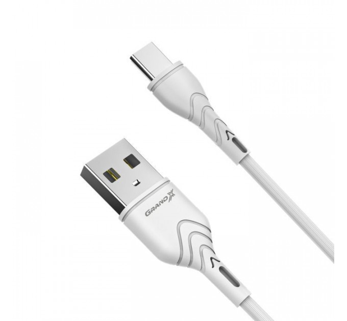 Дата кабеля USB 2.0 AM to USB-C 1.0m White Grand-X (PC-03W)