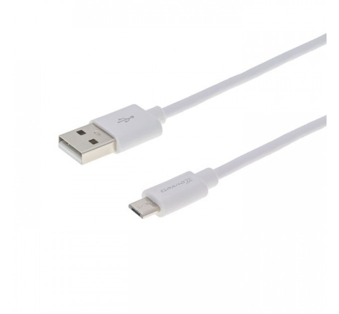 Дата кабеля USB 2.0 AM to Micro 5P 2.5m white Grand-X (PM025W)