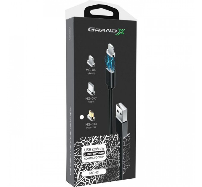 Дата кабеля USB 2.0 AM to Micro 5P 1.0m Magnet Grand-X (MG-01M)