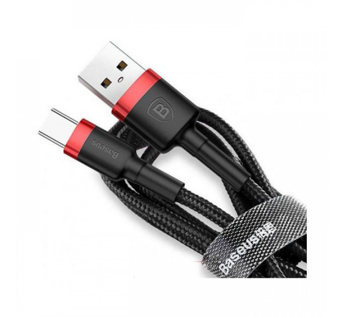 Дата кабель USB 2.0 AM to Type-C 0.5m 3A red-black Baseus (CATKLF-A91)