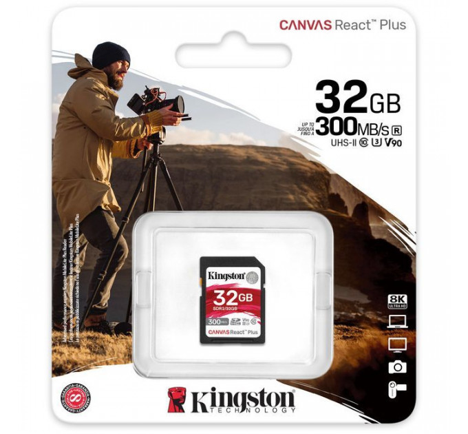 Карта памяти Kingston 32GB class 10 UHS-II U3 Canvas React Plus (SDR2\/32GB)