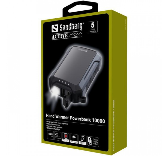 Батарея універсальна Sandberg 10000mAh, Hand Warmer, flashlight 1W, USB-C\/USB-A 2A\/5V (420-65)