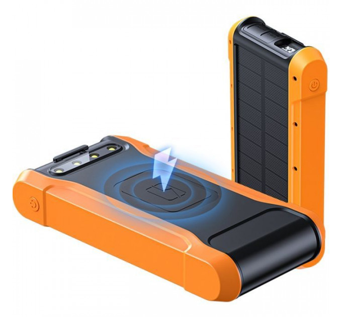 Батарея універсальна PowerPlant 20000mAh, PD\/18W, QC3.0, USB-C, USB-A*2, Wireless, Solar panel (PB930487)