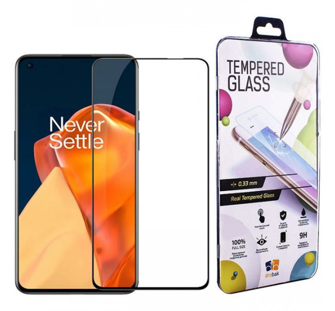 Скло захисне Drobak OnePlus 9 Black Frame A+ (474786)