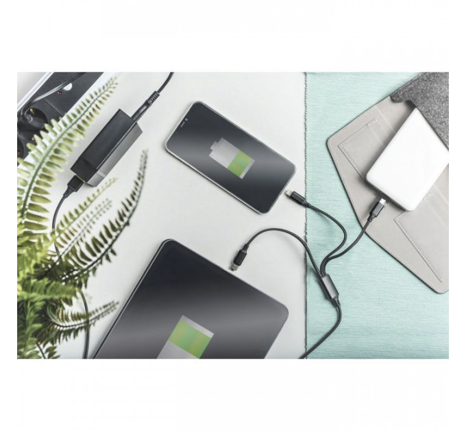 Дата кабель USB 2.0 AM to Lightning + Micro 5P + USB-C 1.0m charge only Digitus (AK-300160-010-S)