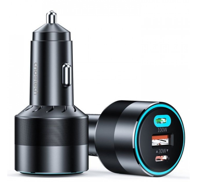Зарядное устройство Choetech car 2хUSB-C+USB-A 130W QC3.0/PD\/PPS black (TC0011-BK)
