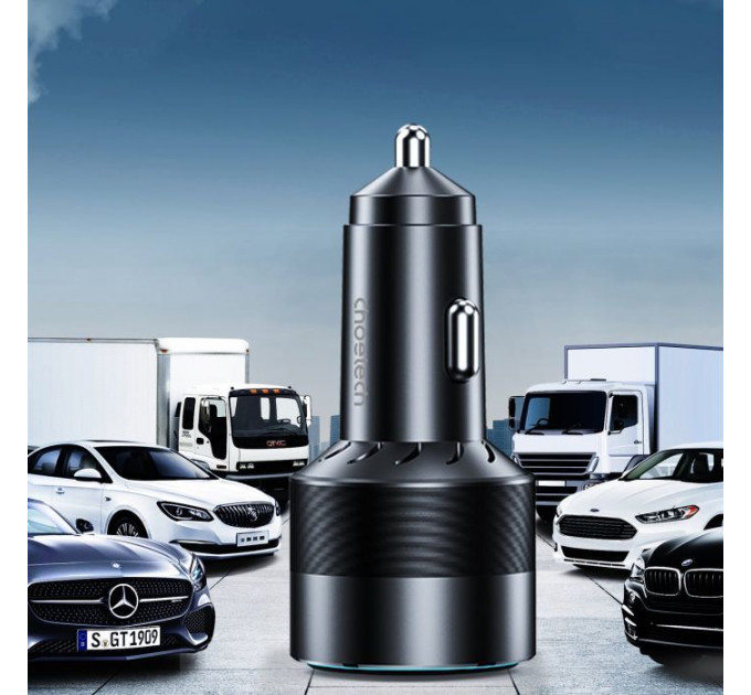 Зарядное устройство Choetech car 2хUSB-C+USB-A 130W QC3.0/PD\/PPS black (TC0011-BK)