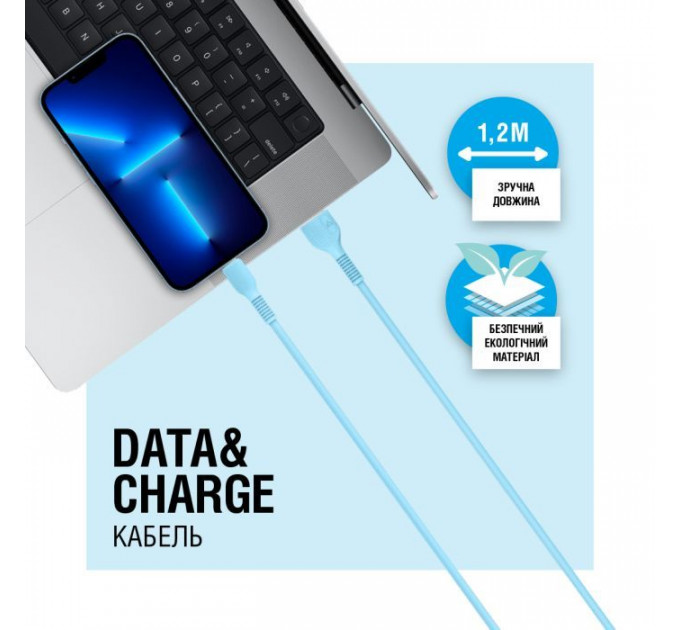 Дата кабель USB 2.0 AM to Lightning 1.2m Blue ACCLAB (1283126518188)