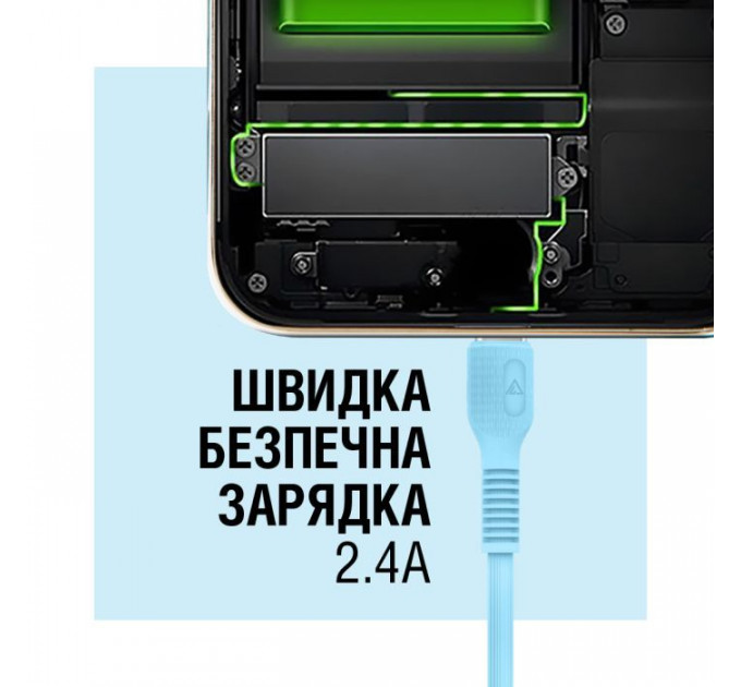 Дата кабель USB 2.0 AM to Lightning 1.2m Blue ACCLAB (1283126518188)