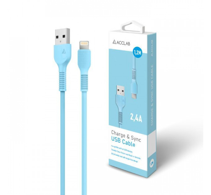 Дата кабель USB 2.0 AM to Lightning 1.2m Blue ACCLAB (1283126518188)