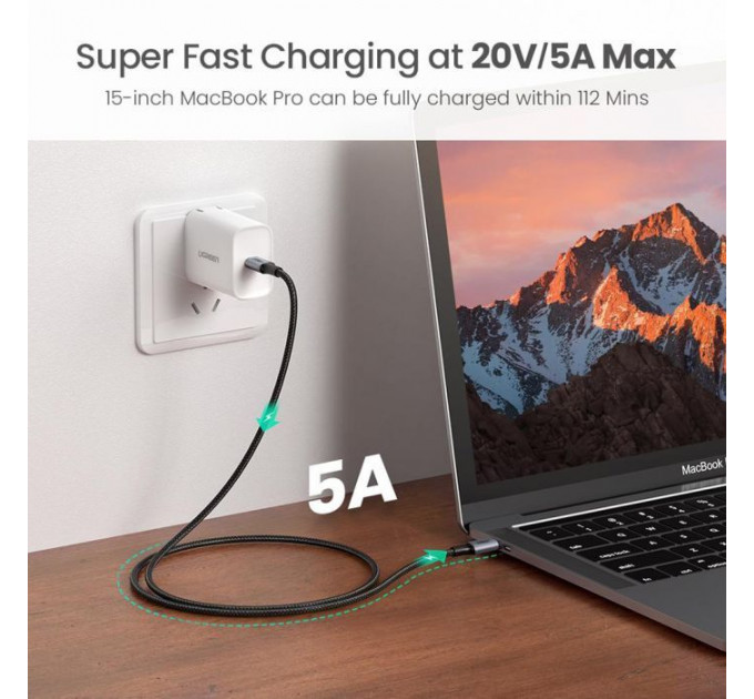 Дата кабель USB-C to USB-C 1.5m 100W US316 Space Gray Ugreen (70428)