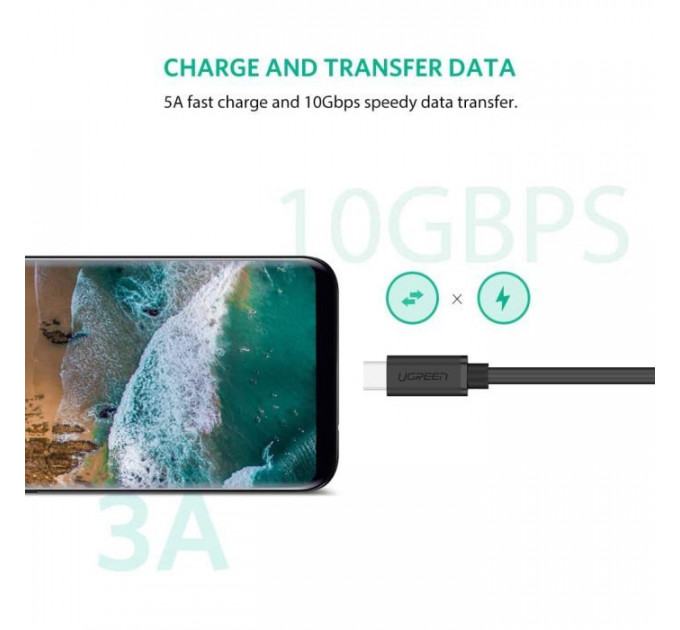Дата кабель USB-C to USB-C 1.0m USB 3.1Gen2 100W US353 Black Ugreen (10387)